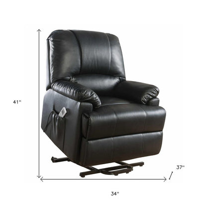 34" Beige Faux Leather Power Massage Lift Assist Recliner HomeRoots