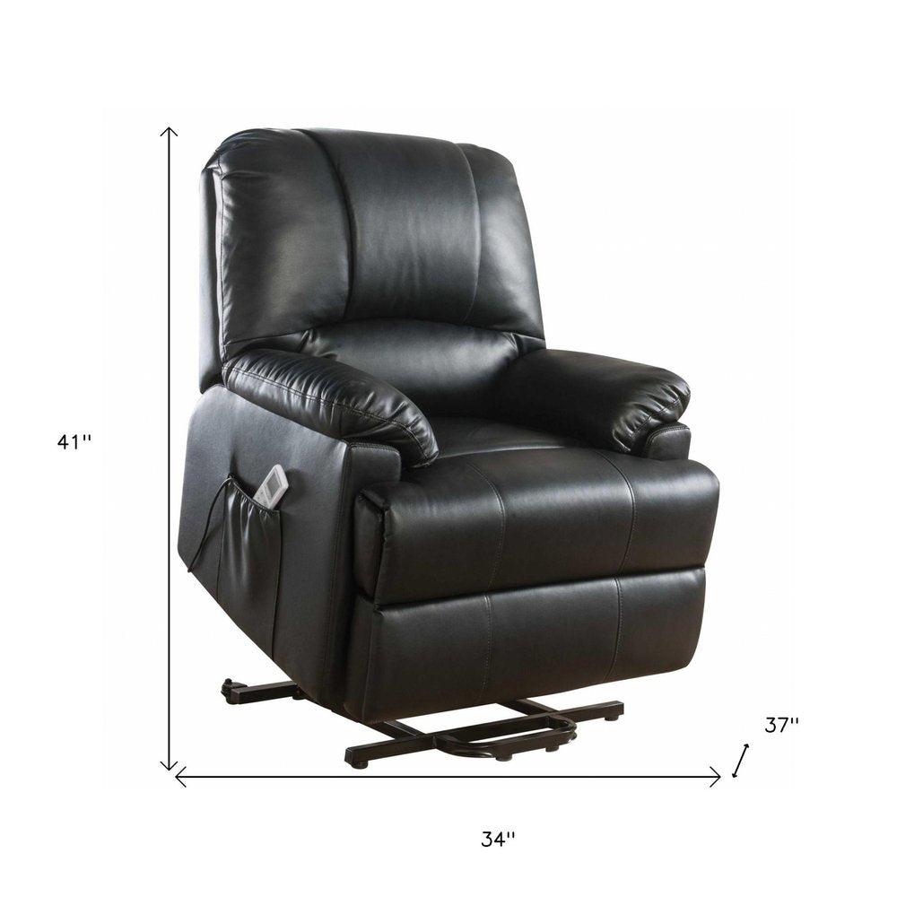 34" Beige Faux Leather Power Massage Lift Assist Recliner HomeRoots