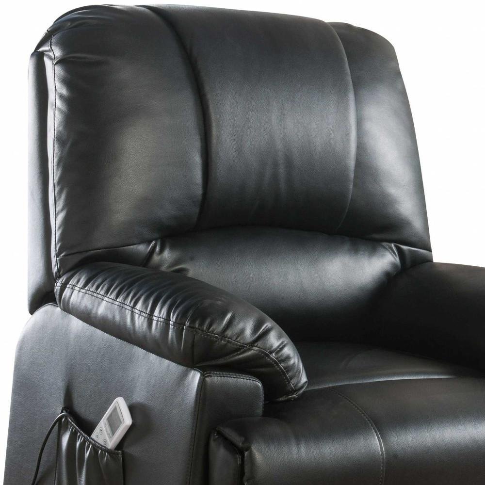 34" Beige Faux Leather Power Massage Lift Assist Recliner HomeRoots