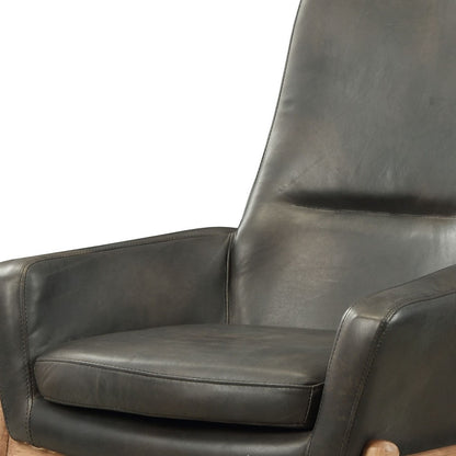 30" Black And Brown Top Grain Leather Lounge Chair