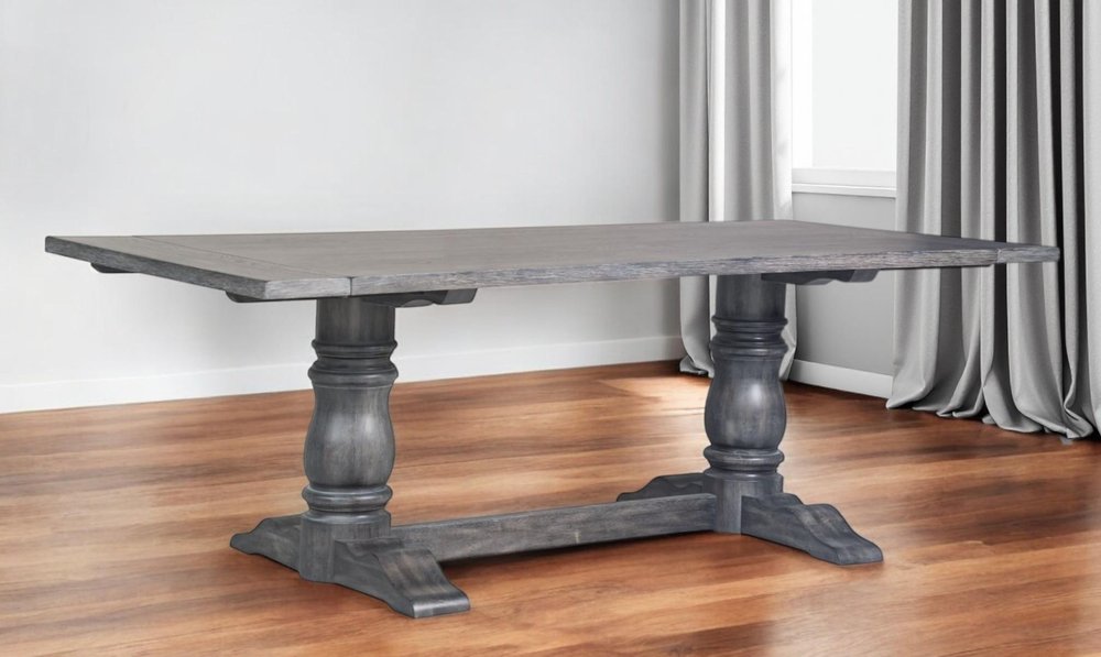 84" Brown Solid Wood Trestle Base Dining Table HomeRoots