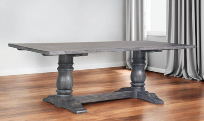 84" Brown Solid Wood Trestle Base Dining Table HomeRoots