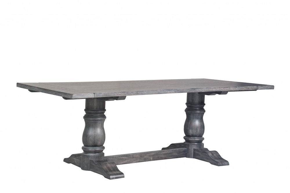 84" Brown Solid Wood Trestle Base Dining Table HomeRoots