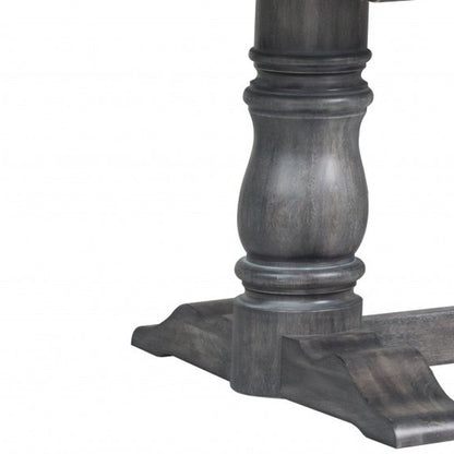 88" Light Gray And Gray Solid Wood Trestle Base Dining Table HomeRoots