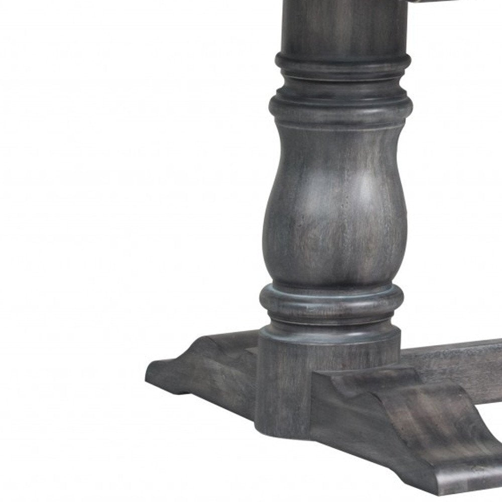 84" Brown Solid Wood Trestle Base Dining Table HomeRoots