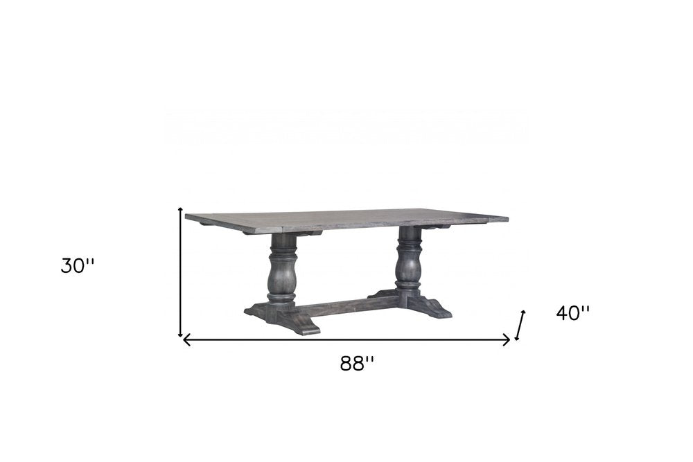 84" Brown Solid Wood Trestle Base Dining Table HomeRoots