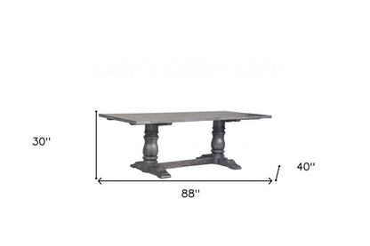 84" Brown Solid Wood Trestle Base Dining Table HomeRoots