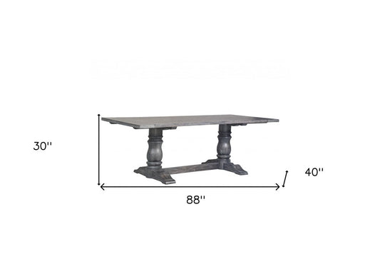 84" Brown Solid Wood Trestle Base Dining Table HomeRoots