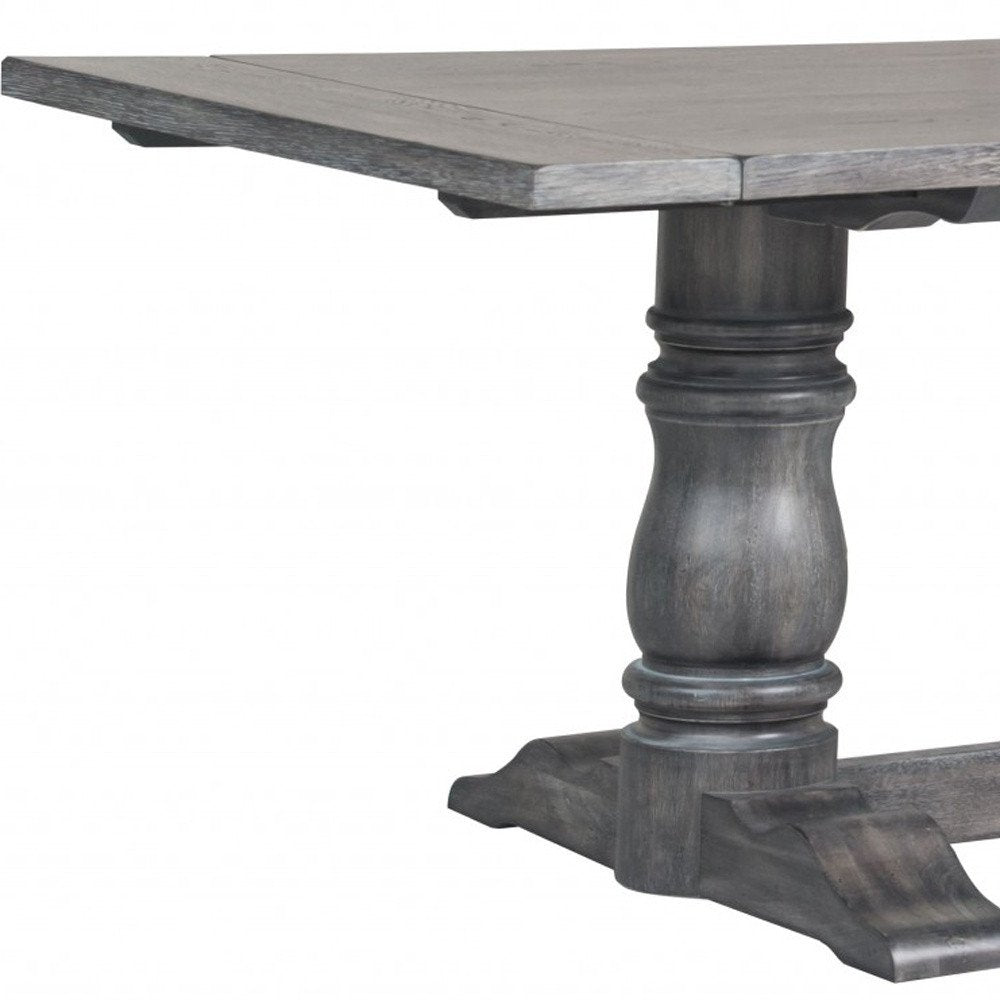 84" Brown Solid Wood Trestle Base Dining Table HomeRoots