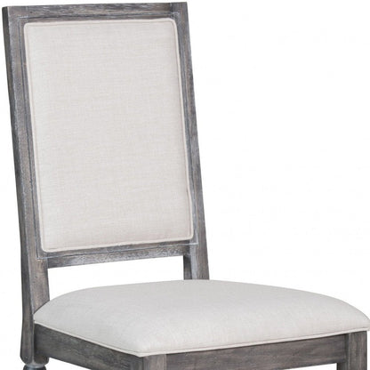 Set of Two Cream and Gray Upholstered Linen Dining Side Chairs HomeRoots