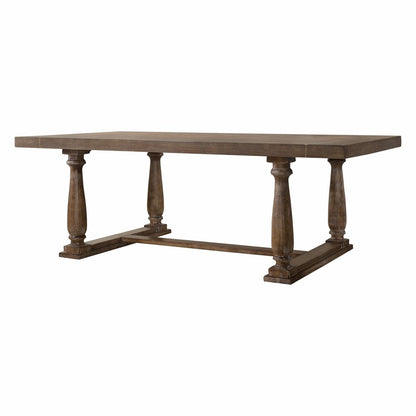 84" Brown Solid Wood Trestle Base Dining Table HomeRoots