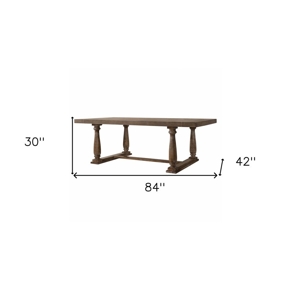 84" Brown Solid Wood Trestle Base Dining Table HomeRoots