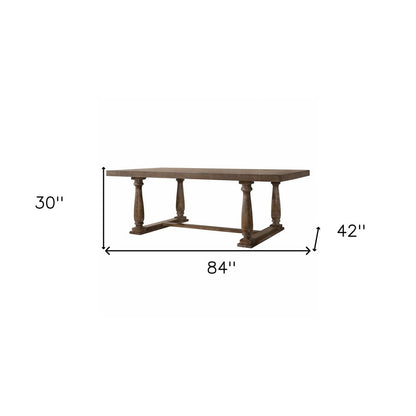 84" Brown Solid Wood Trestle Base Dining Table HomeRoots