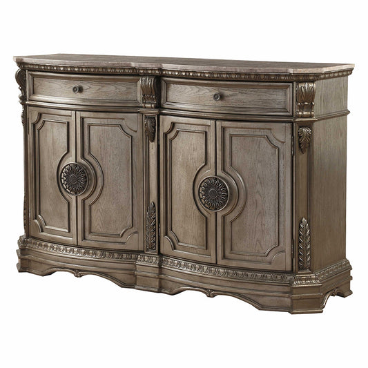 68" Champagne Solid Wood Two Drawer Sideboard