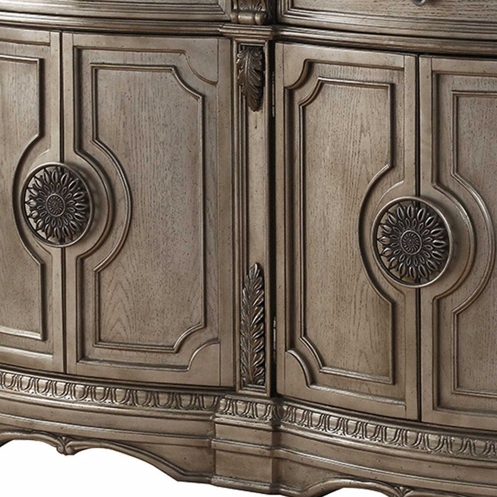 68" Champagne Solid Wood Two Drawer Server HomeRoots