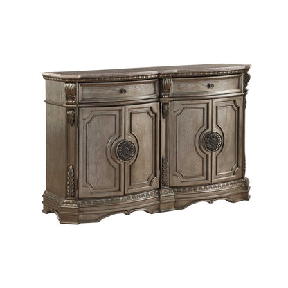 68" Champagne Solid Wood Two Drawer Server HomeRoots