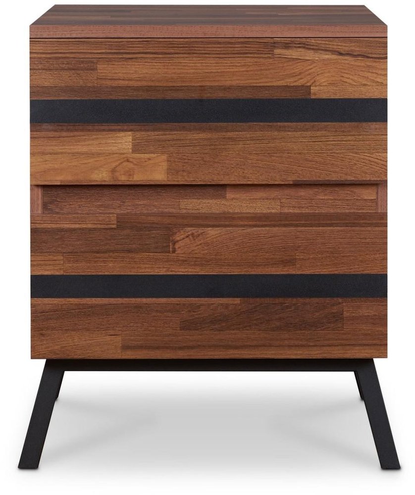 23" Black And Brown Wood And Iron End Table With Two Drawers HomeRoots