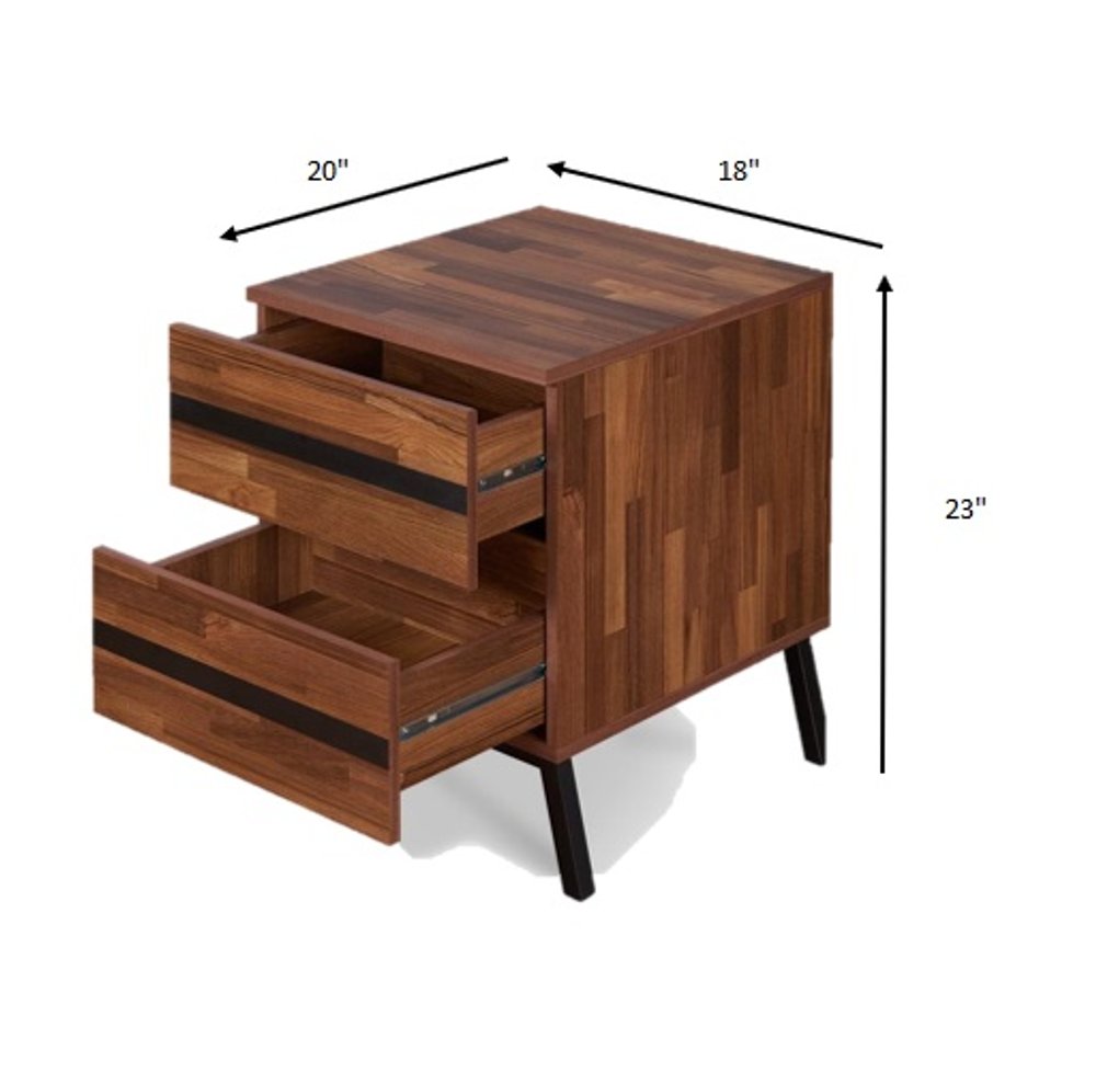 23" Black And Brown Wood And Iron End Table With Two Drawers HomeRoots