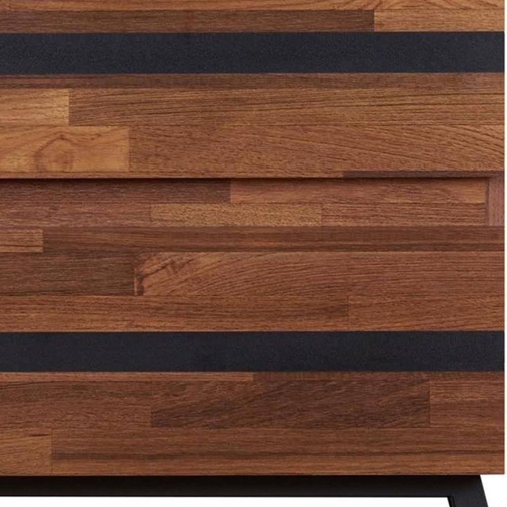 23" Black And Brown Wood And Iron End Table With Two Drawers HomeRoots