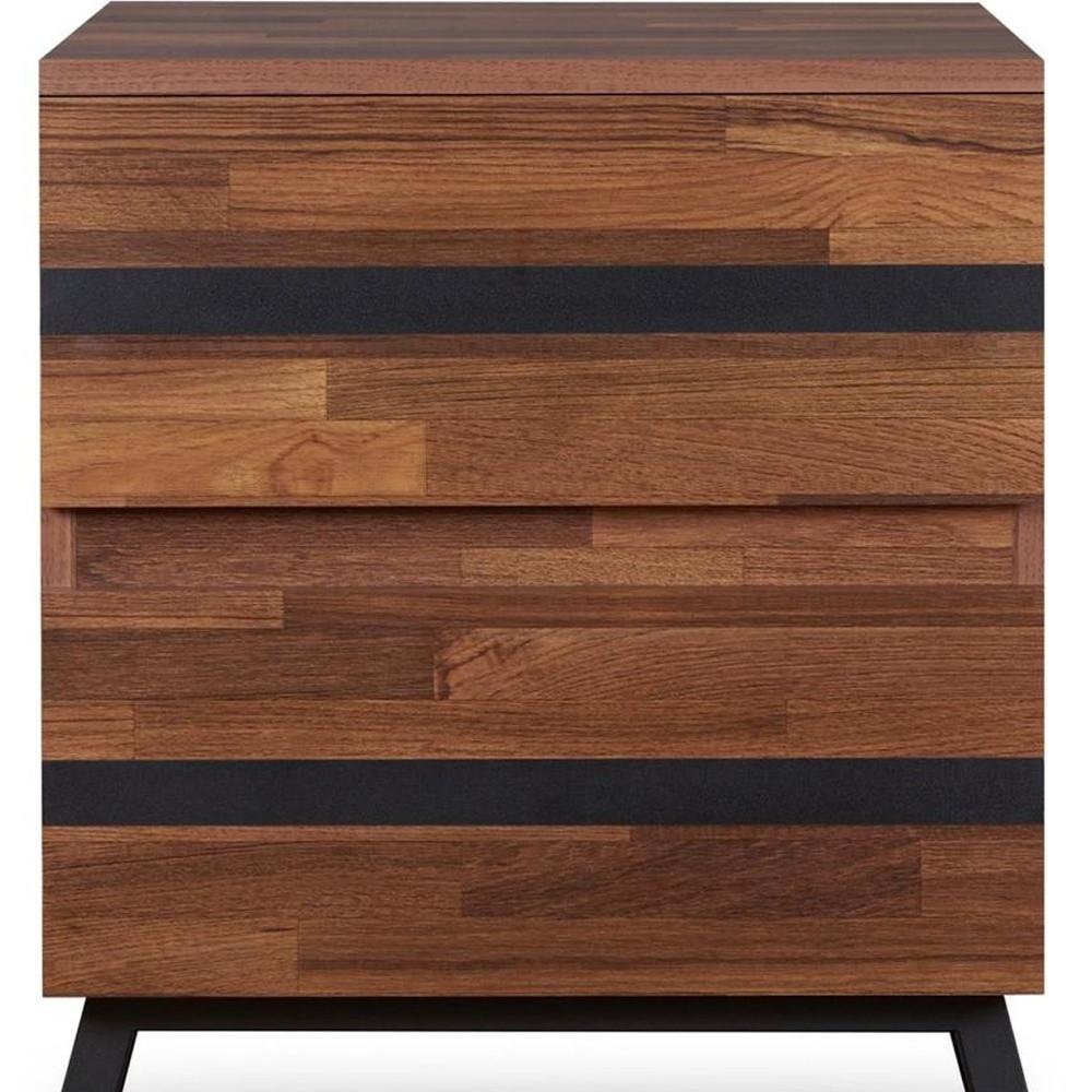 23" Black And Brown Wood And Iron End Table With Two Drawers HomeRoots
