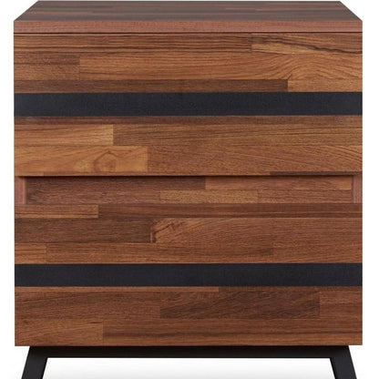 23" Black And Brown Wood And Iron End Table With Two Drawers HomeRoots