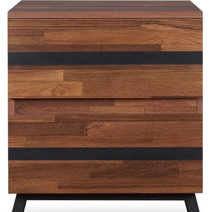 23" Black And Brown Wood And Iron End Table With Two Drawers HomeRoots
