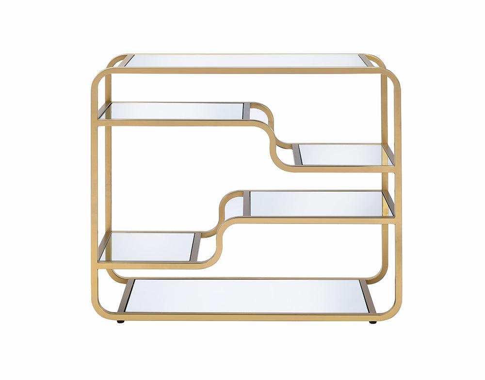 36" Clear And Gold Rectangular Glass Bar Table - FurniFindUSA