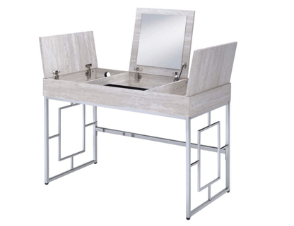 Modern Chic Whitewash Vanity Desk - FurniFindUSA