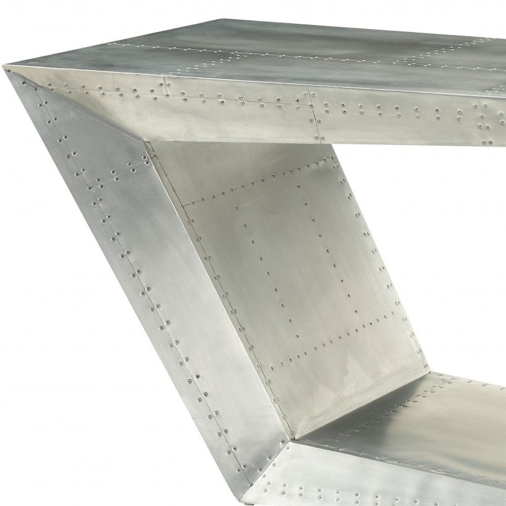 71" Silver Aluminum Writing Desk HomeRoots
