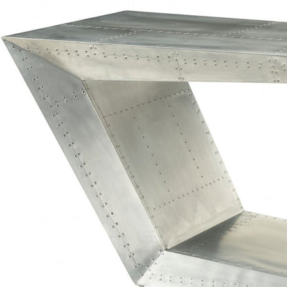 71" Silver Aluminum Writing Desk HomeRoots