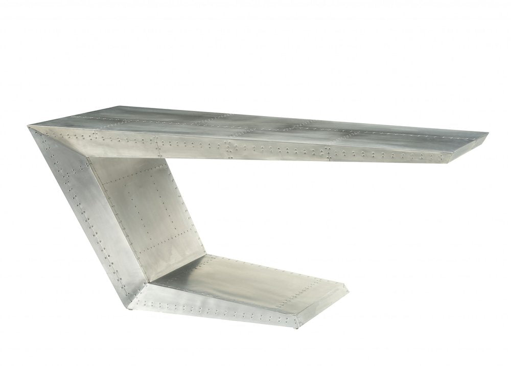 71" Silver Aluminum Writing Desk — view 5