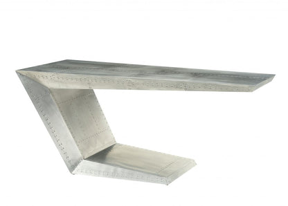 71" Silver Aluminum Writing Desk HomeRoots