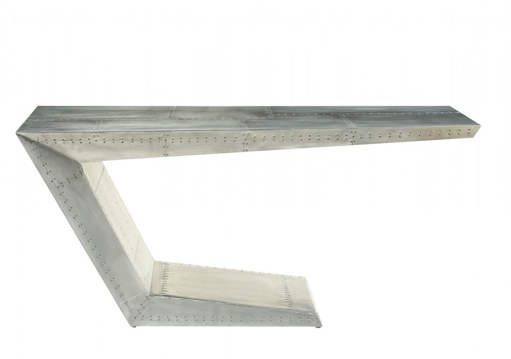 71" Silver Aluminum Writing Desk — view 6