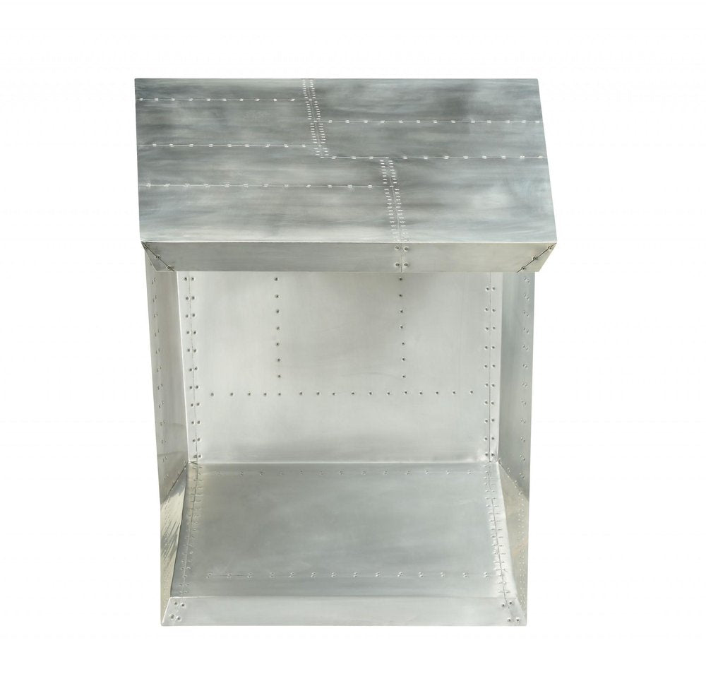 71" Silver Aluminum Writing Desk — view 2