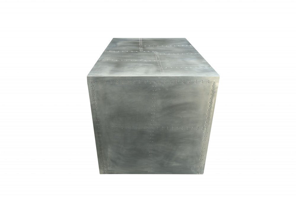71" Silver Aluminum Writing Desk HomeRoots