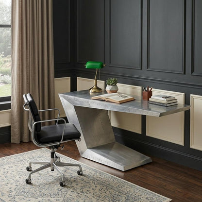 71" Silver Aluminum Writing Desk HomeRoots