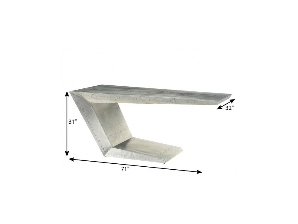 71" Silver Aluminum Writing Desk — view 9