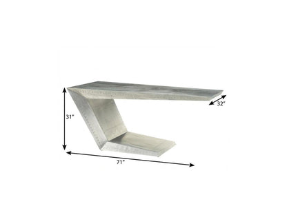 71" Silver Aluminum Writing Desk HomeRoots