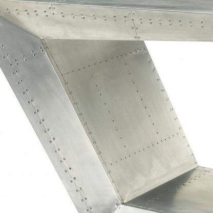71" Silver Aluminum Writing Desk HomeRoots