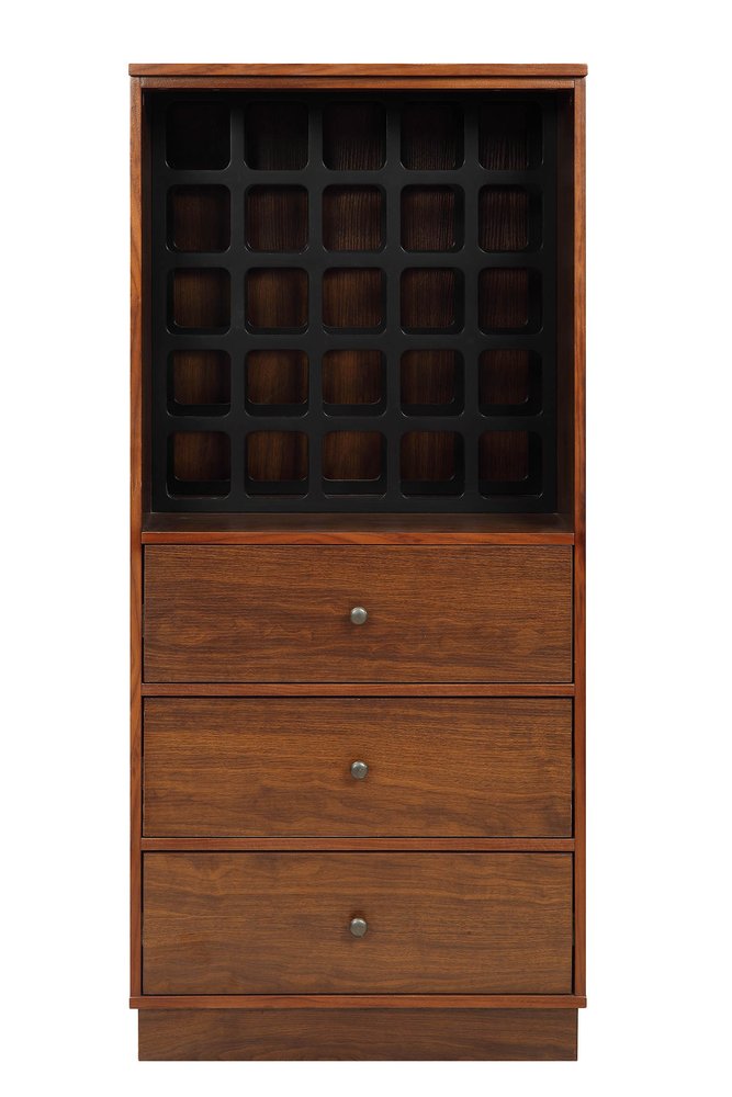 52" Brown And Black Wood Bar Cabinet With Three Drawers HomeRoots