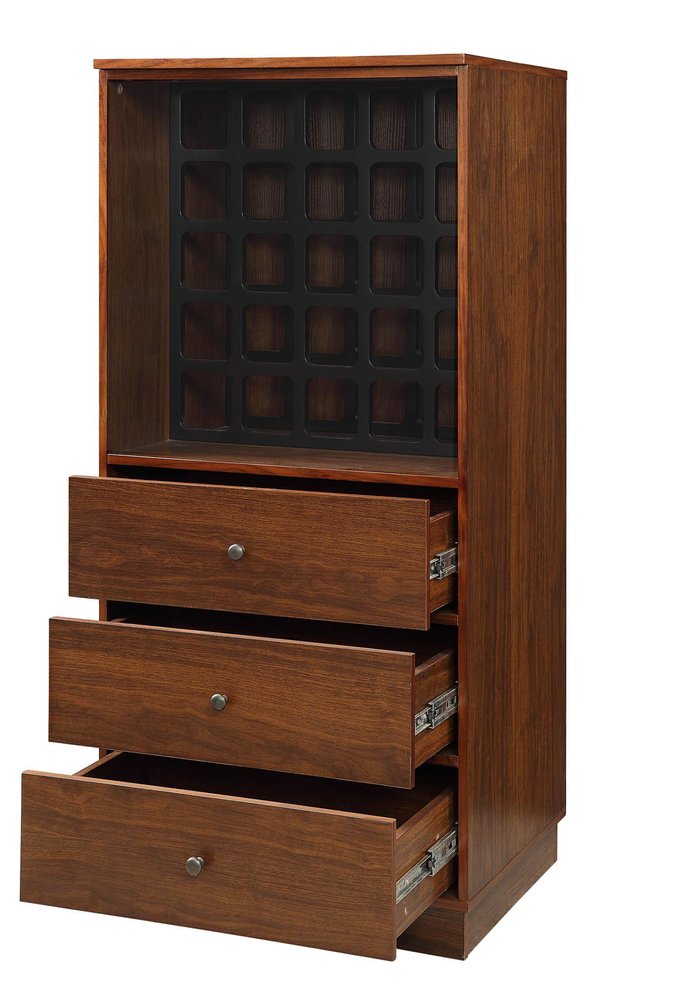 52" Brown And Black Wood Bar Cabinet With Three Drawers HomeRoots