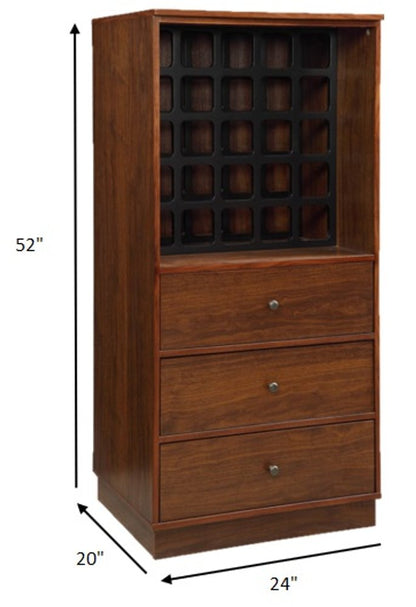 52" Brown And Black Wood Bar Cabinet With Three Drawers HomeRoots