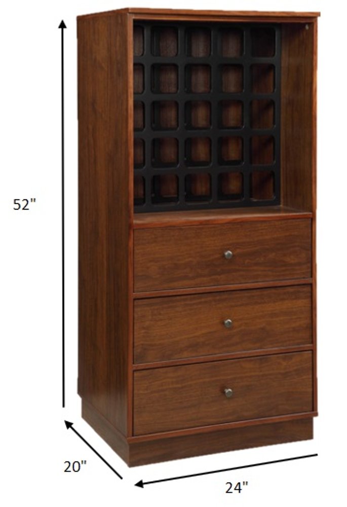 52" Brown And Black Wood Bar Cabinet With Three Drawers HomeRoots