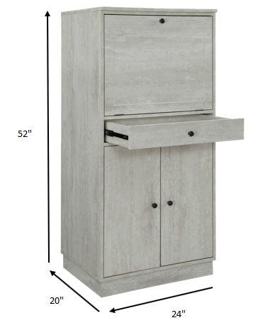 24" X 20" X 52" Antique White Mdf Wine Cabinet - FurniFindUSA