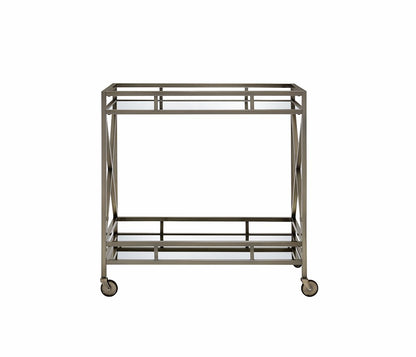 34" X 20" X 35" Antique Brass Metal Serving Cart HomeRoots