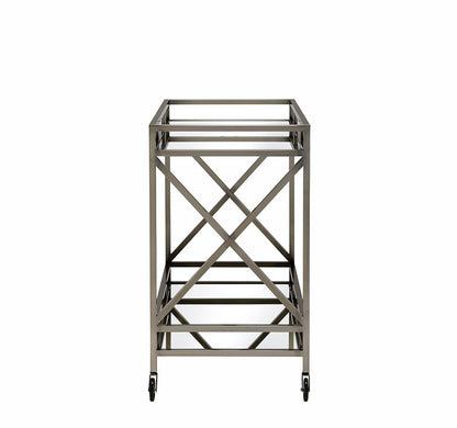 34" X 20" X 35" Antique Brass Metal Serving Cart HomeRoots