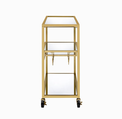 40" Clear and Gold Glass and Iron Rolling Prep Table HomeRoots