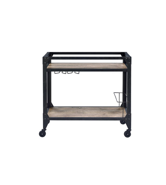 Black and Natural 32" Rolling Prep Table With Storage