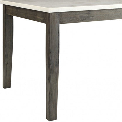64" White And Gray Marble And Solid Wood Dining Table HomeRoots