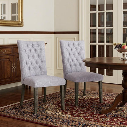 Set of Two Tufted Gray Upholstered Fabric Dining Side Chairs HomeRoots